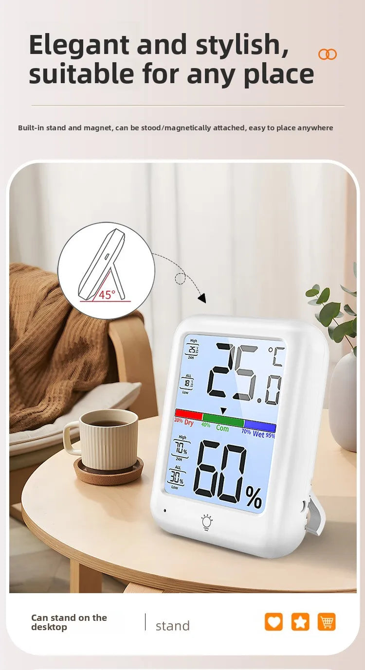 Digital Temperature and Humidity Monitor with Clock and Backlight