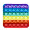 A colorful plastic fidget toy with multiple compartments in rainbow colors for sensory stress relief.
