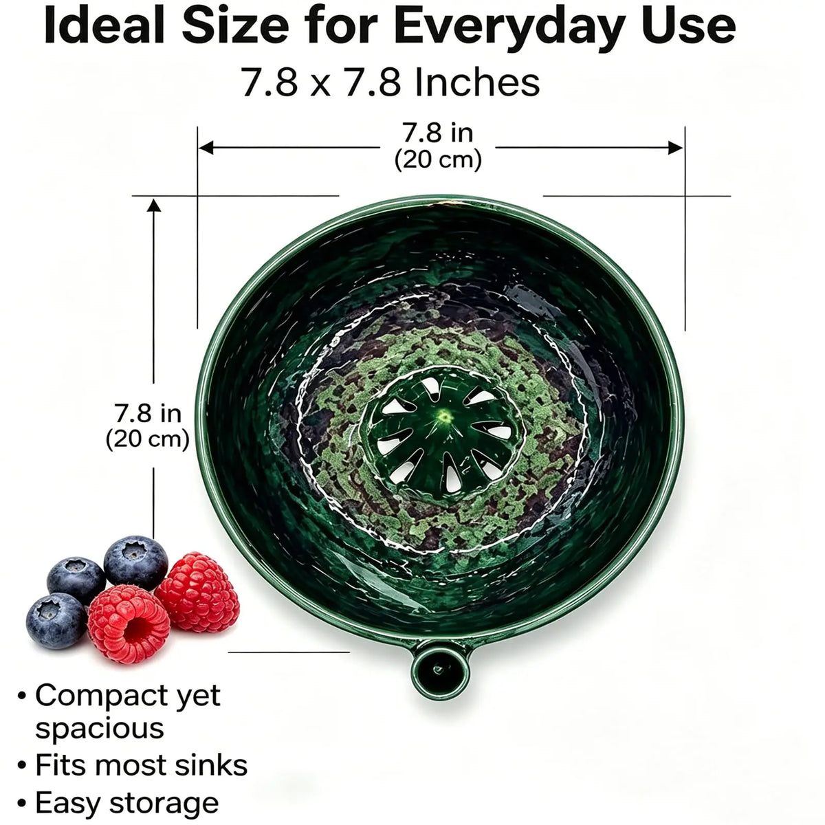 Self-Spinning Fruit & Vegetable Washer Bowl with Drain Holes