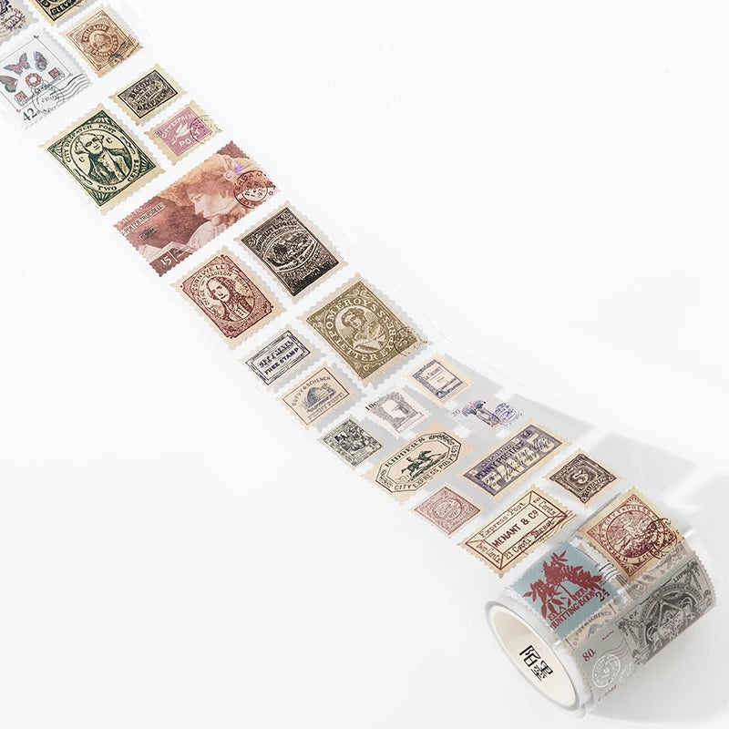 Vintage Stamp Tape Stickers Roll for Journals and Crafts