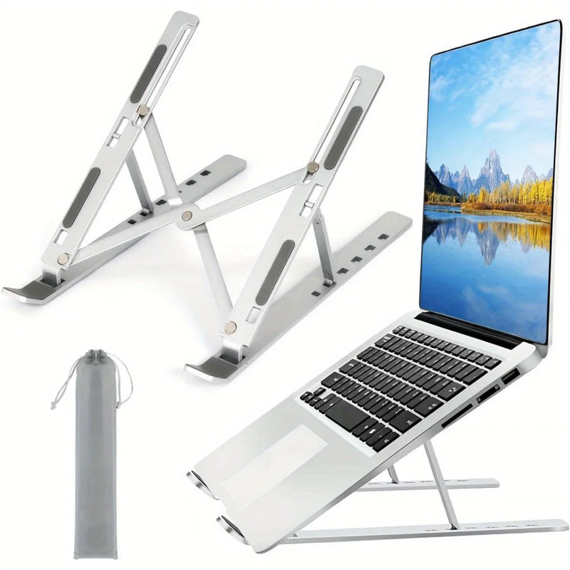 Adjustable Aluminum Laptop Stand - 6 Height Settings for 8-16" Laptops