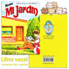 Buchcover von Nuevo Mi Jardín mit einem Jungen, der draußen liest, und einer Sammlung von Engelillustrationen.