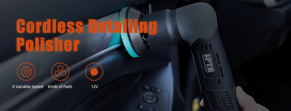Cordless Mini Car Polisher with Adjustable Speed and Detachable Battery