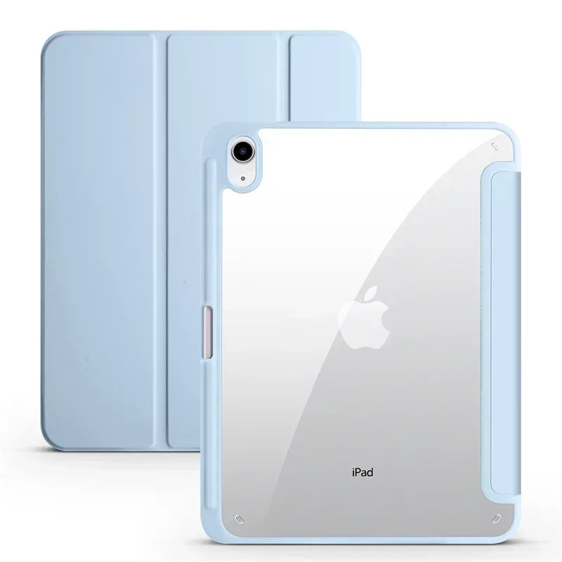 Slim Trifold iPad Case with Clear Acrylic Back and Pen Holder