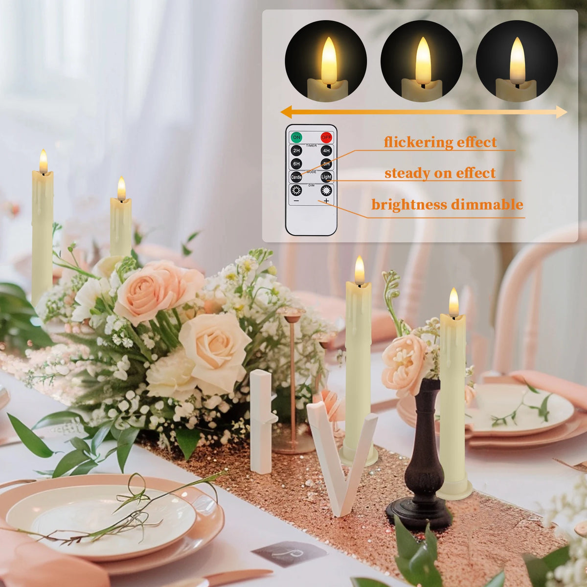 LED Flameless Taper Candles with Remote Control