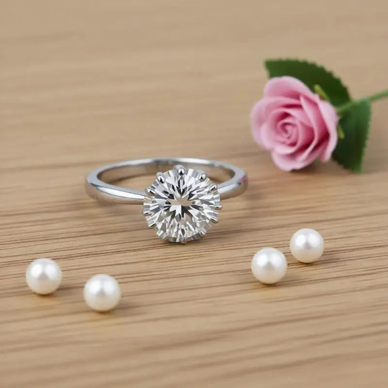 925 Sterling Silver Cubic Zirconia Engagement Ring