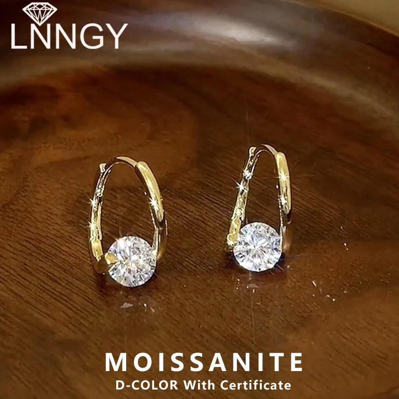 925 Sterling Silver Huggie Hoop Earrings with Moissanite
