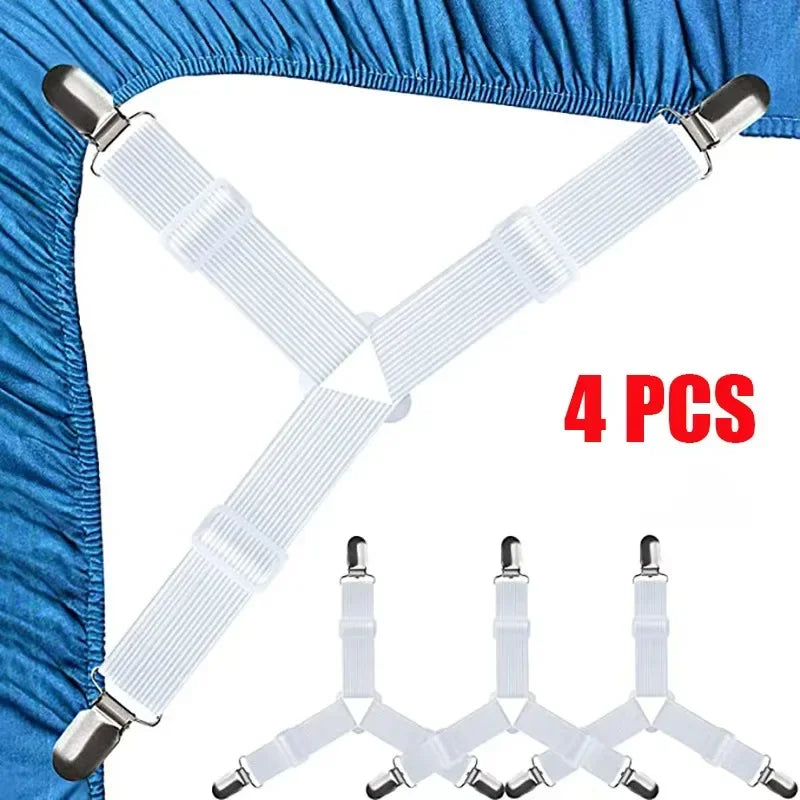 Adjustable Bed Sheet Holder Straps with Non-Slip Clips