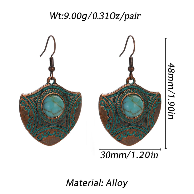 Boho Turquoise Geometric Drop Earrings