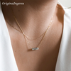 Dainty Beaded Gemstone Pendant Necklace in Gold Filled