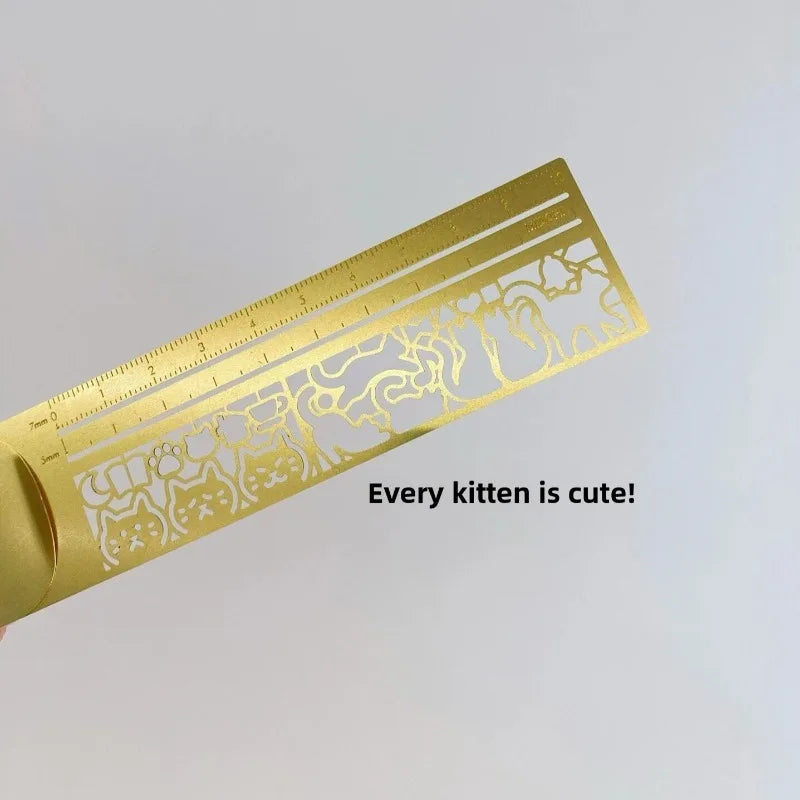 Kawaii Cat Design Metal Ruler and Bookmark