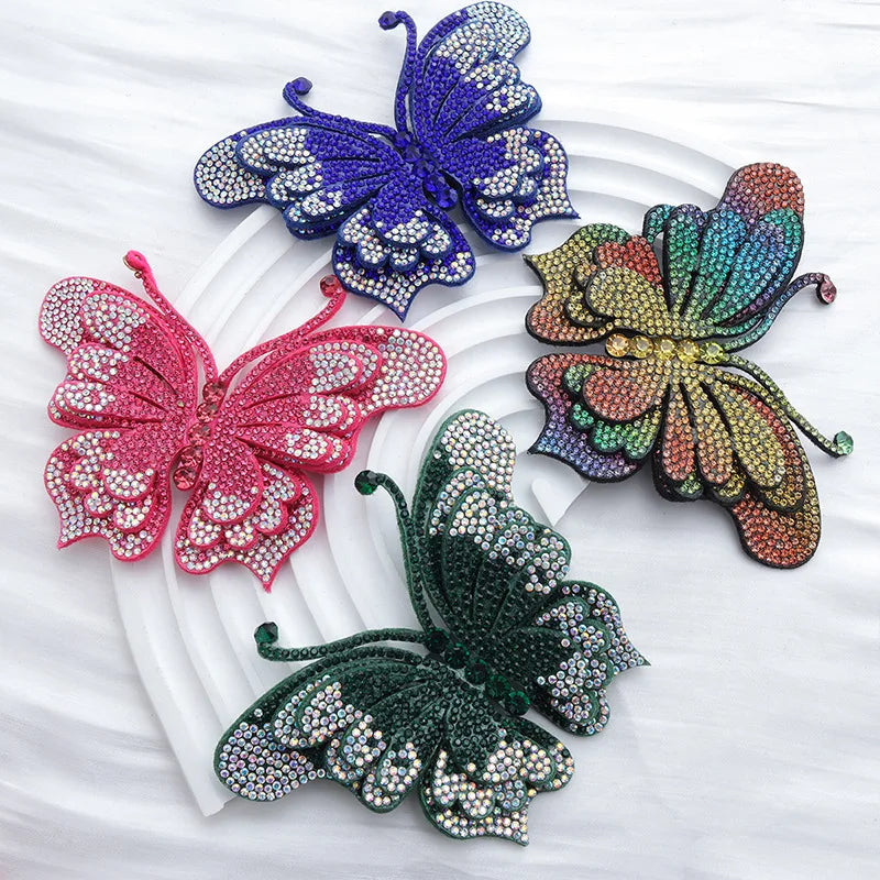 Colored Rhinestone Butterfly Applique for DIY Crafts