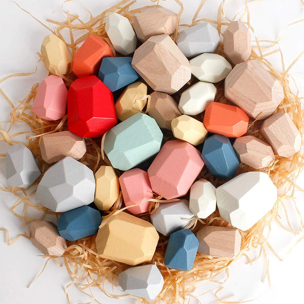 Wooden Stacking Rocks Toy for Kids