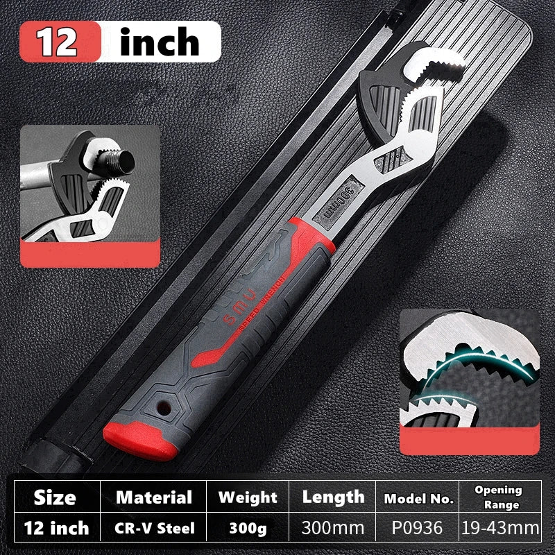 Self-Locking Adjustable Wrench with Quick-Release Mechanism