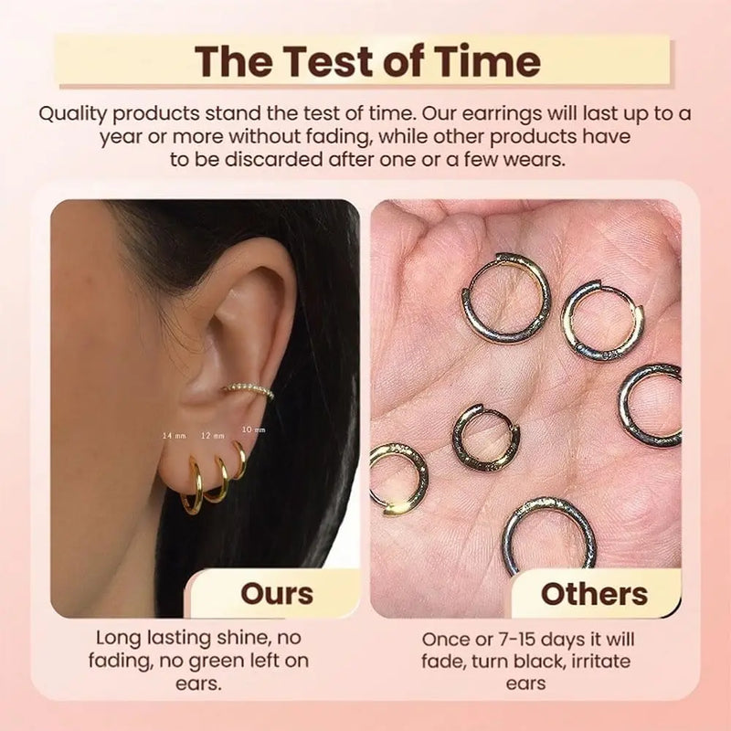 5-Piece Gold-Plated Huggie Hoop Earring Set