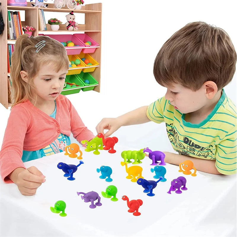 Soft Silicone Animal Building Blocks with Suction Cups