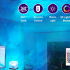 A display of features for a 16-Color Ocean Wave Aurora Projector Night Light including 360 glow, remote control, warm light, 