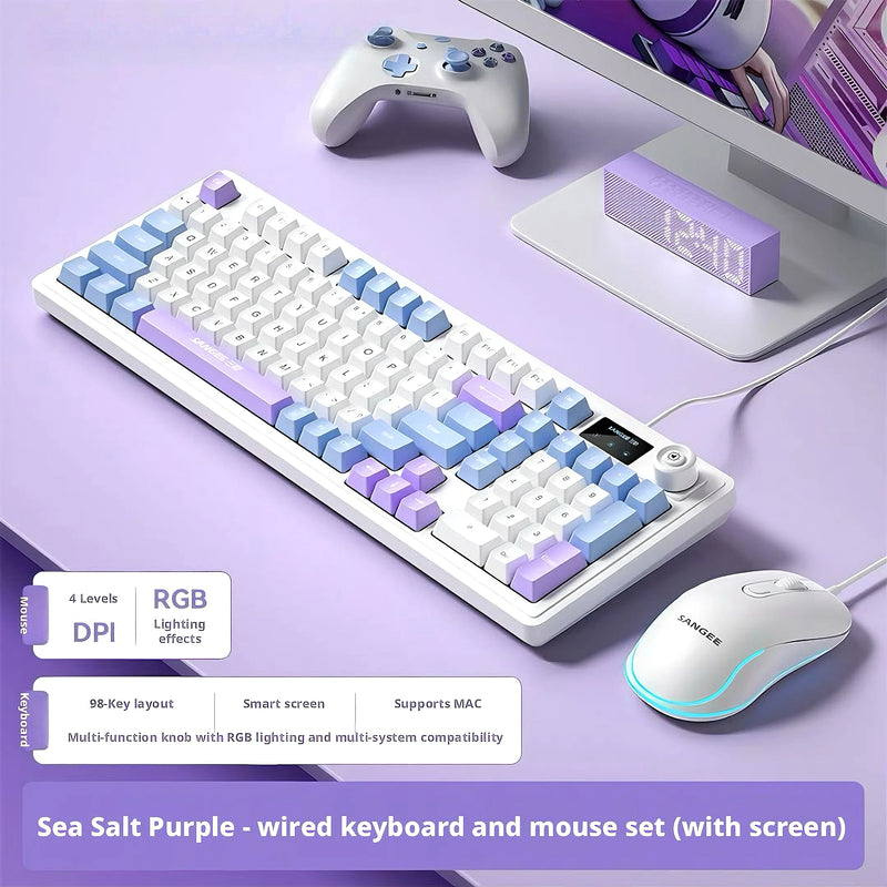Compact 98-Key Wired Keyboard with RGB Lighting