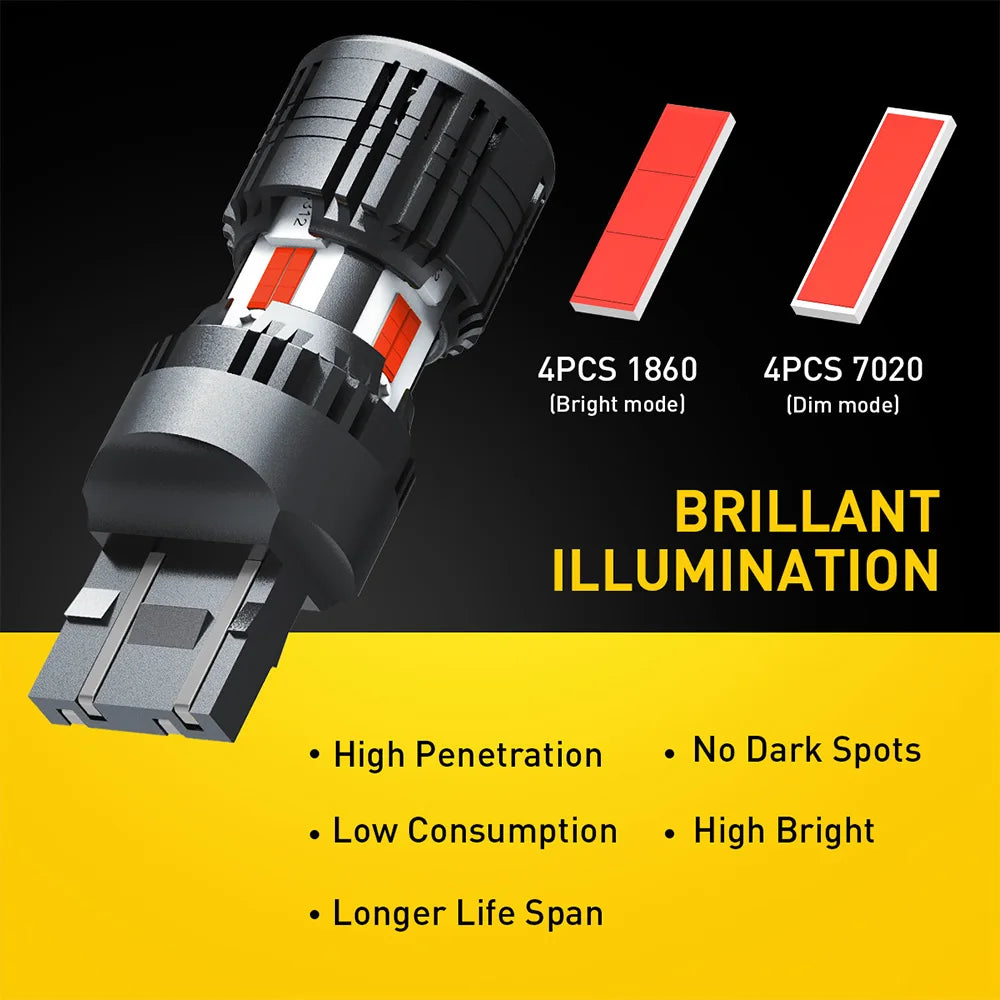 Red LED Brake and Tail Light Bulbs with Dual Brightness Modes