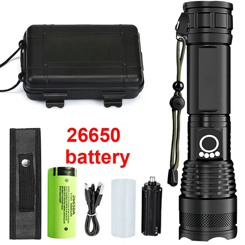 Linterna LED Recargable Táctica con Zoom