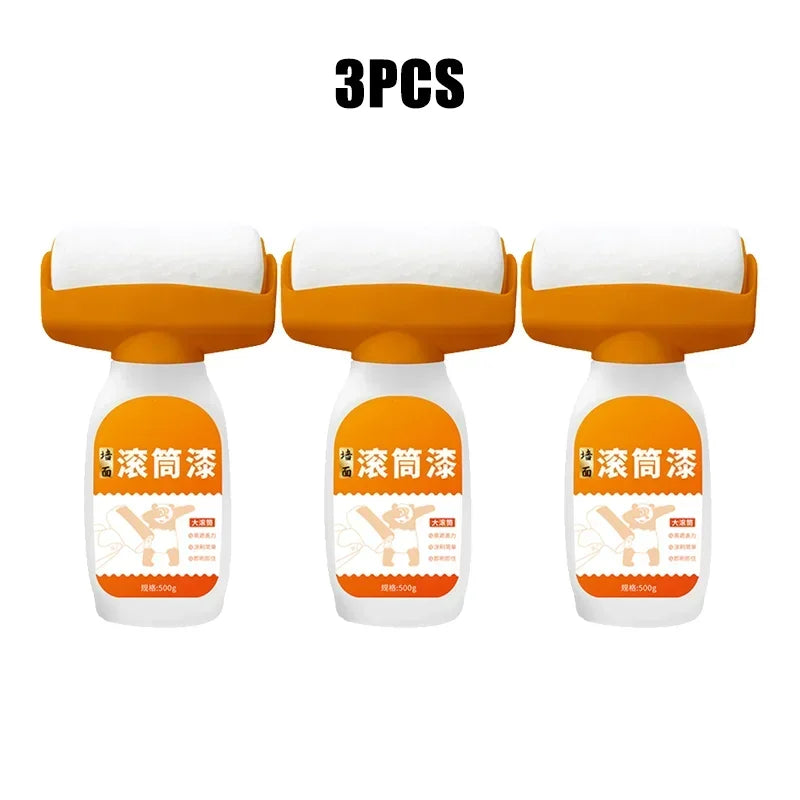 Three antibacterial wall repair paint rollers with orange handles and white foam tips.