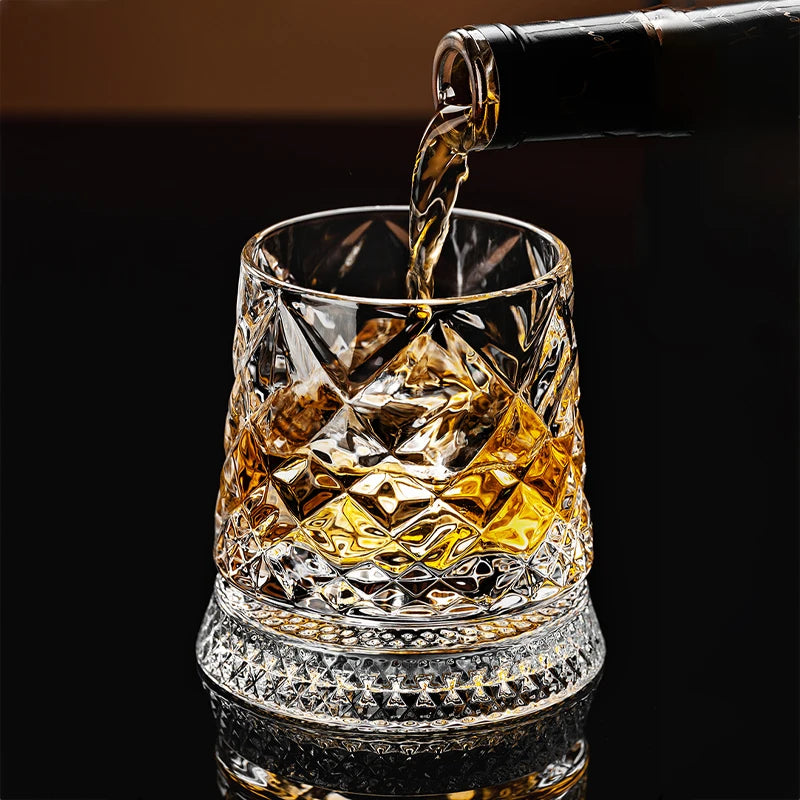 Rotating Crystal Whiskey Glass