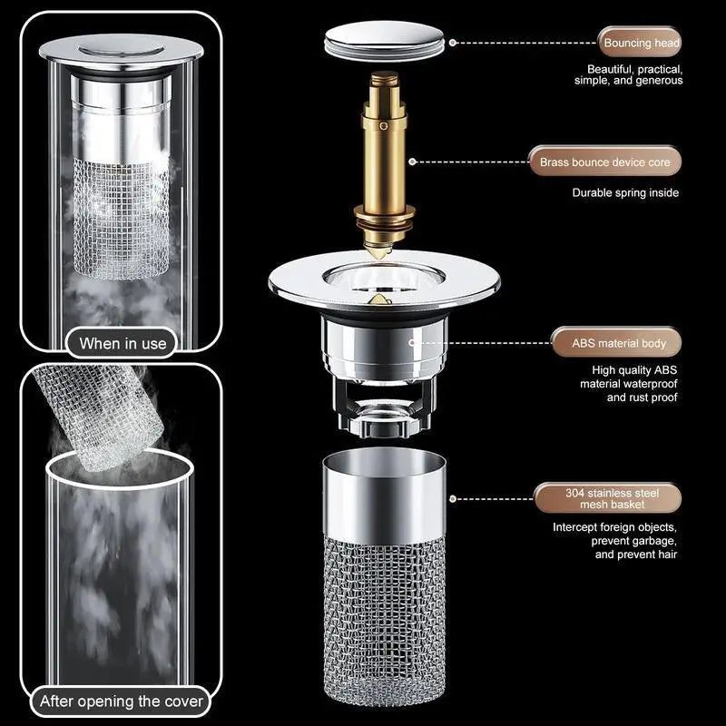Universal Stainless Steel Pop-Up Drain Filter