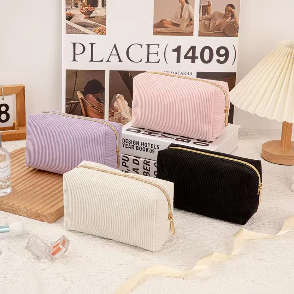 Large Capacity Corduroy Cosmetic Storage Bag