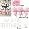 White Happy Birthday Banner with Pink Bow Balloons