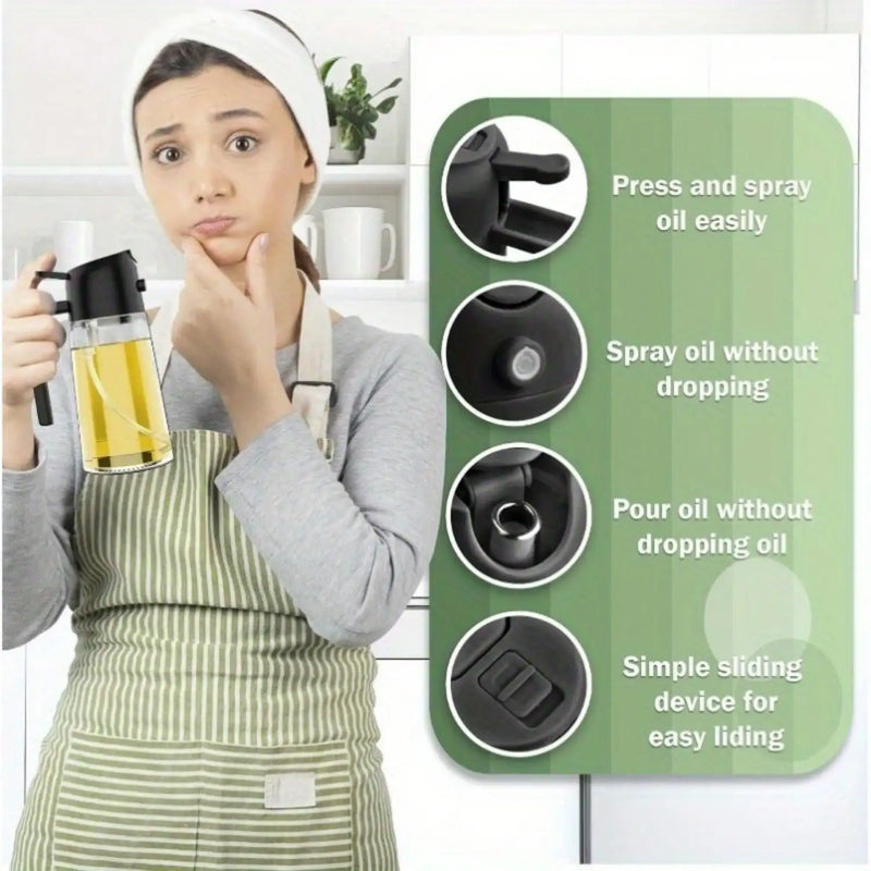 Round Glass Oil Dispenser & Spray Bottle
