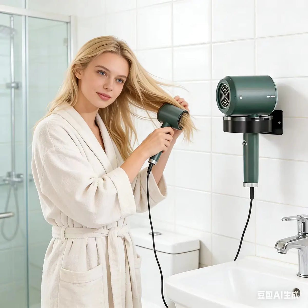 Wall-Mounted Hair Dryer & Straightener Storage Rack