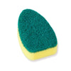 A green and yellow dish wand soap dispensing brush with replacement sponge heads.
