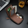 Men's Retro PU Leather Bifold Wallet with Zipper and Coin Pocket