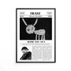 Black and white album art print of Drake's For All The Dogs featuring a portrait of a man singing.