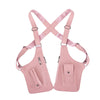 Pink anti-theft underarm wallet bag with adjustable strap shown in a flat lay view