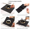 Instructions for measuring and marking reusable gas stove burner protectors, including fitting and assembly.