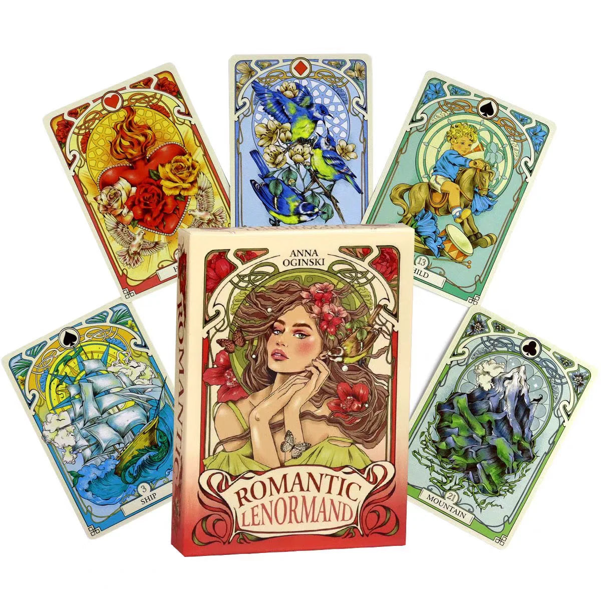 Romantic Lenormand Oracle Card Deck – Art Nouveau Floral Design