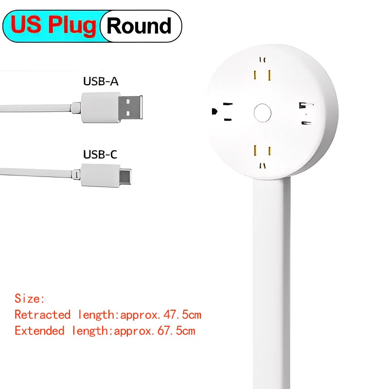 Rotating Wall Plug Extender with Adjustable Length and USB Ports