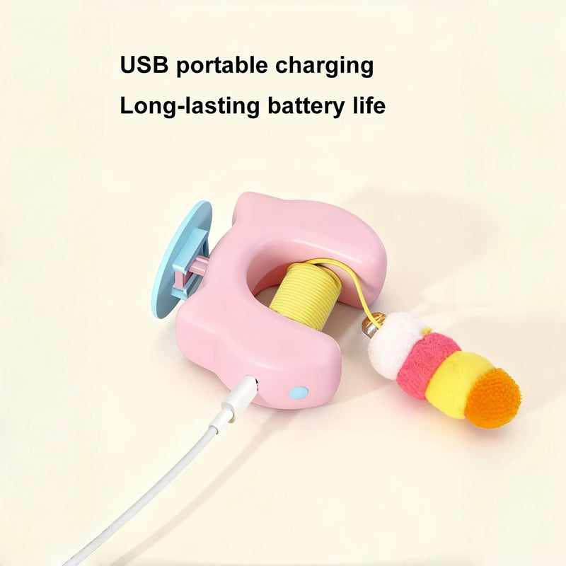 Juguete Colgante Automático para Gatos con Plumas y Cuerdas