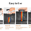 Demonstration of attaching and using luggage strap connectors for travel
