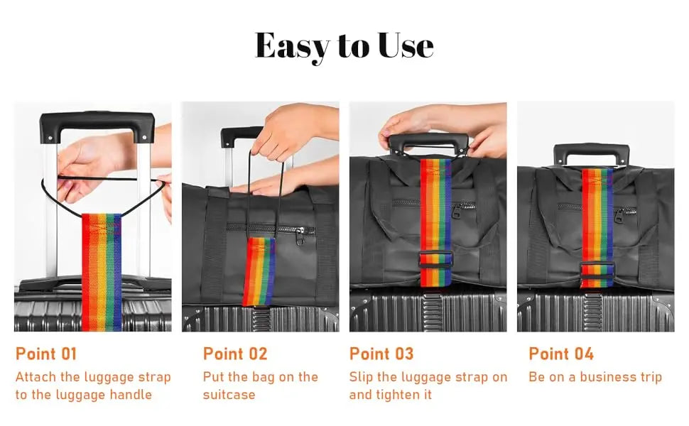 Demonstration of attaching and using luggage strap connectors for travel