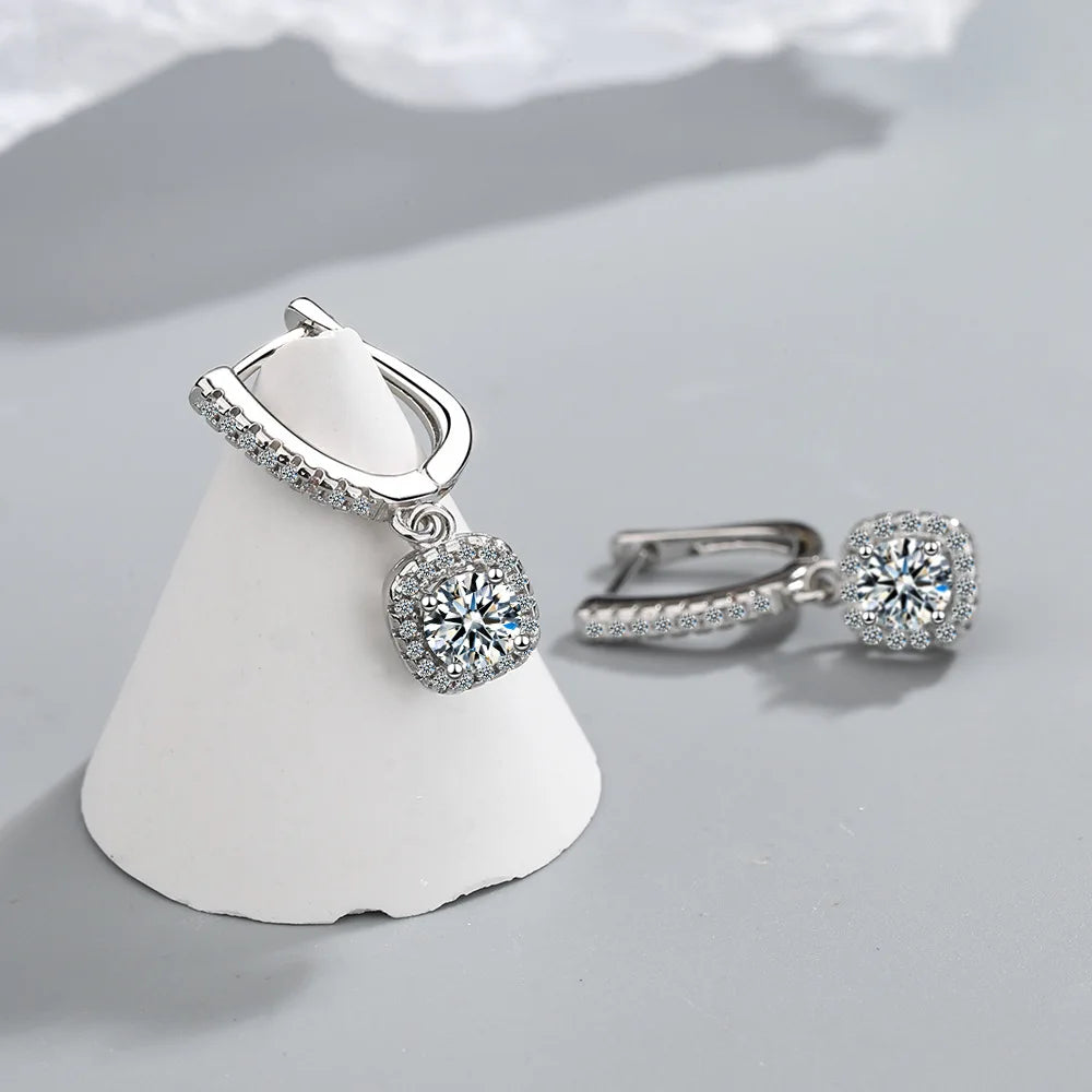 Boucles d'oreilles créoles Moissanite en Argent Sterling