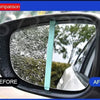 Comparison of a car's side mirror before and after applying a hydrophobic glass rain repellent spray.
