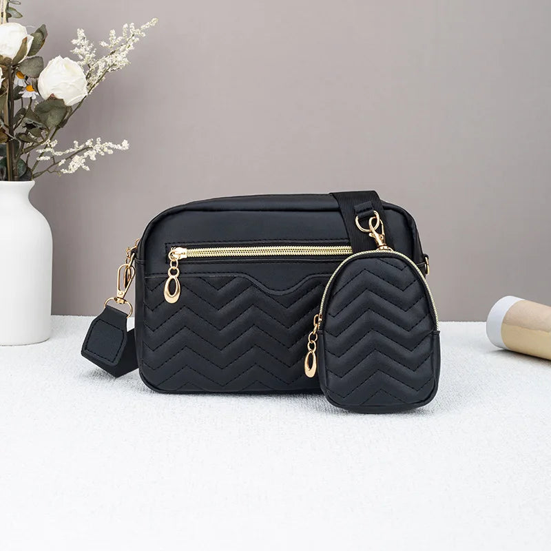 Quilted Crossbody Bag with Detachable Mini Pouch
