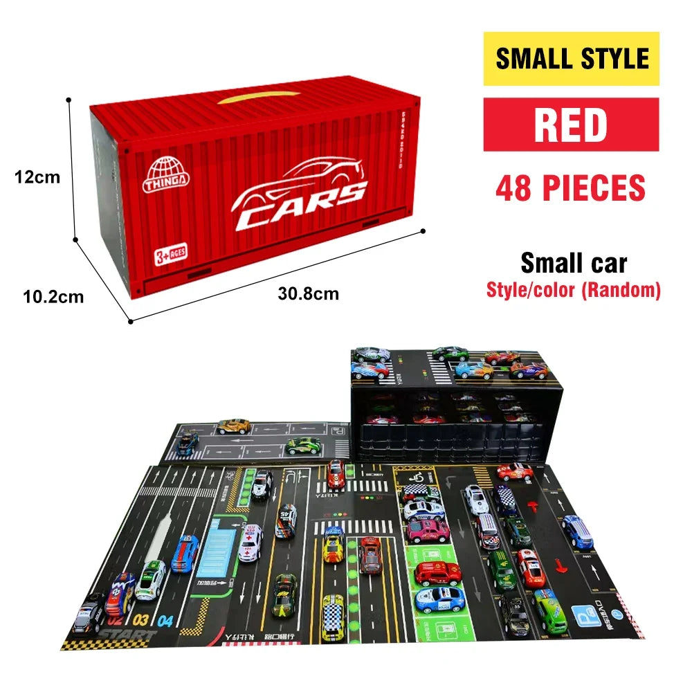 48-Piece Die-Cast Racing Car Set with Storage Case