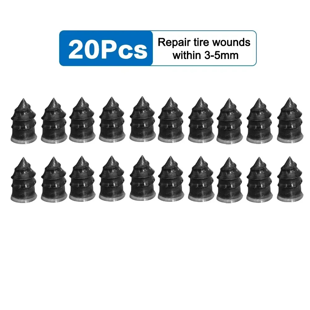 A set of 20 universal tire repair nails used to fix small wounds in tires.