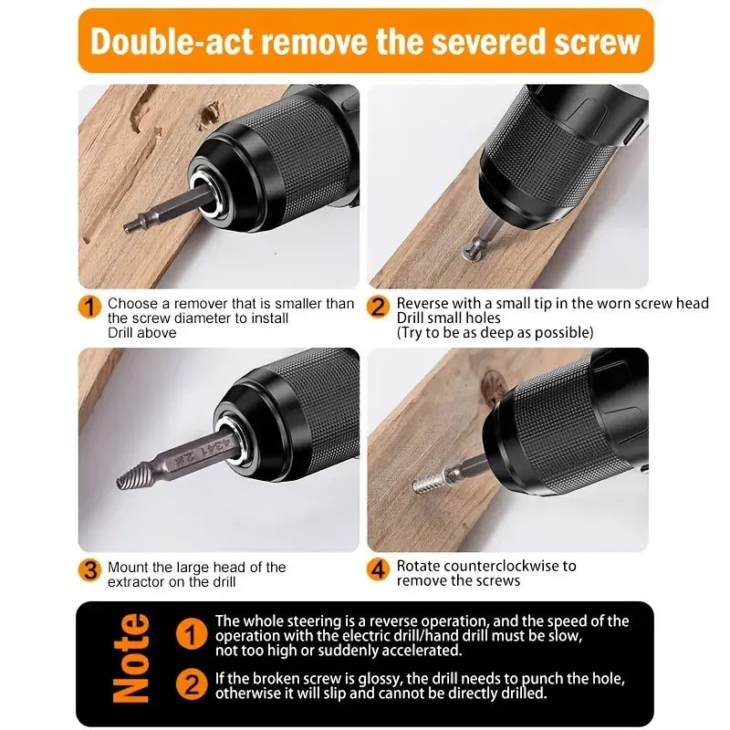 6-Piece Damaged Screw & Bolt Extractor Set