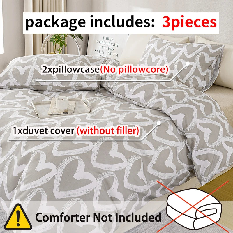 Heart Print Duvet Cover Set