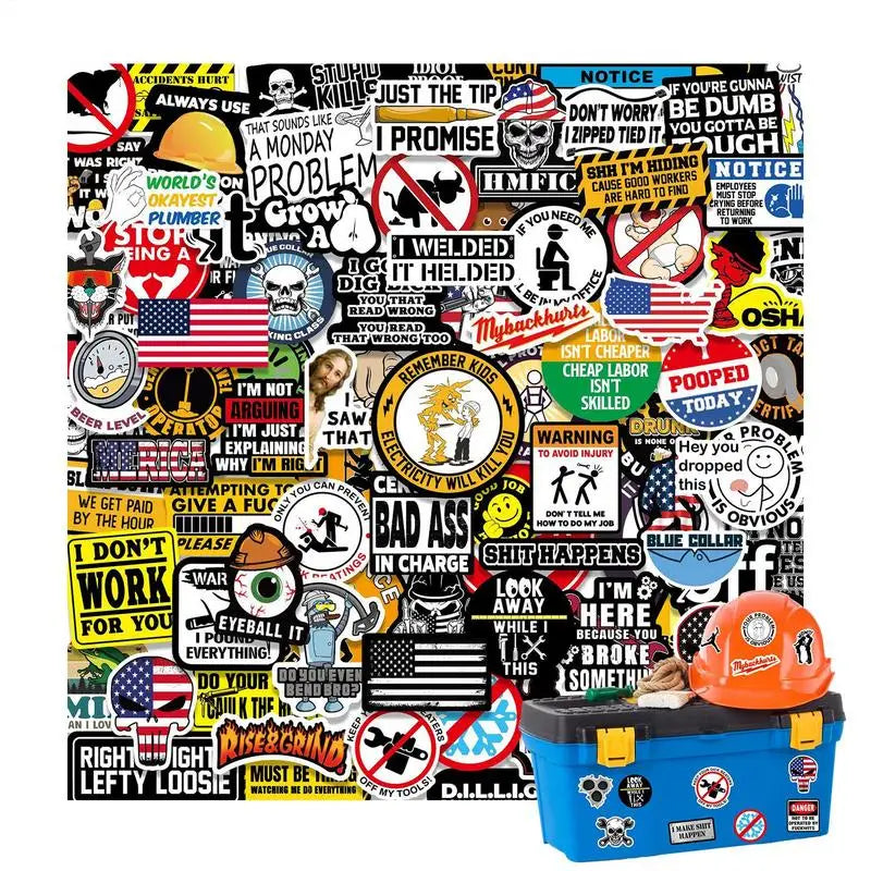 150er Hard-Hat-Aufkleber-Set für Bau & Handwerk