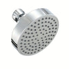A chrome shower head with a matte black finish and a hexagonal spray pattern.